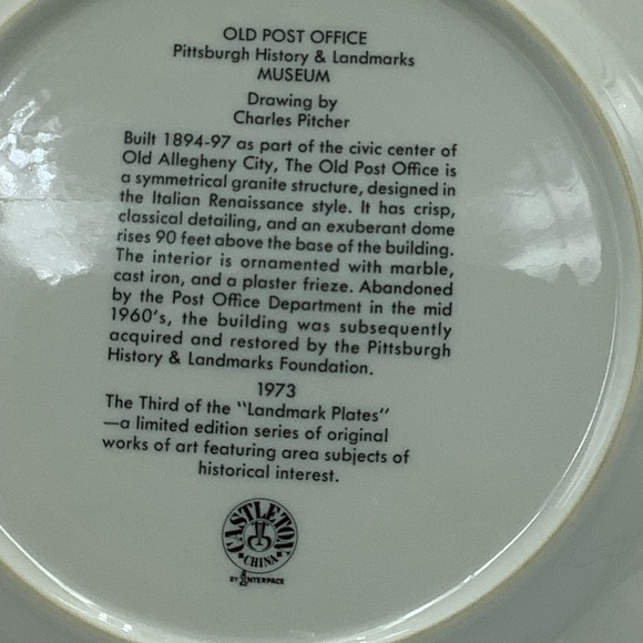 Vintage Castleton China Old Pittsburgh Post Office 10 3/4” Collector Plate - Picture 10 of 10